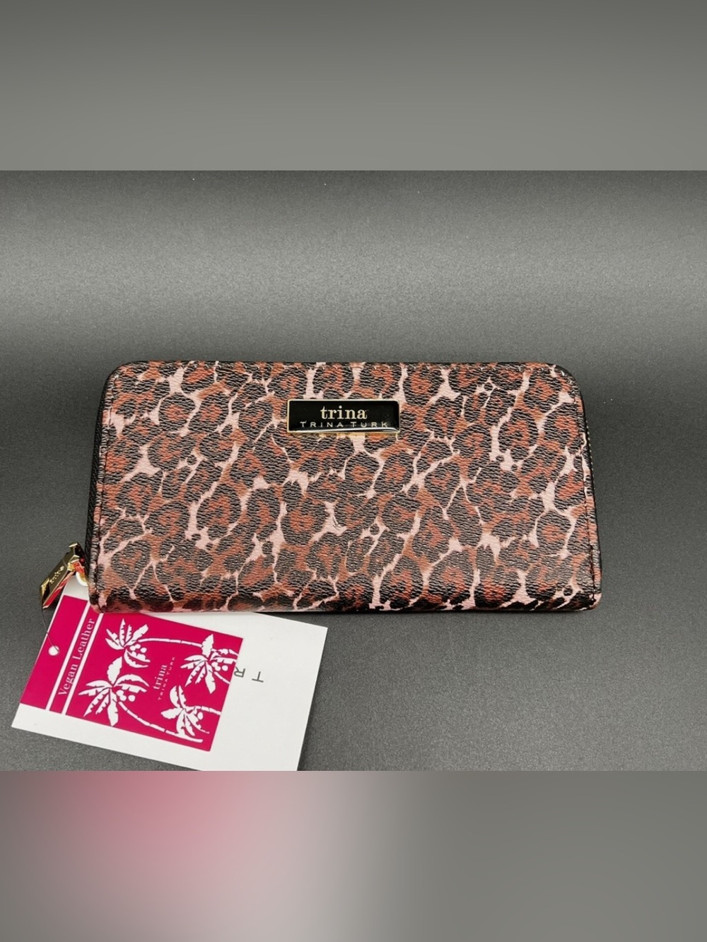 Trina Turk Pink and Brown Leopard Print Zip Wallet - Buyers Giveaway